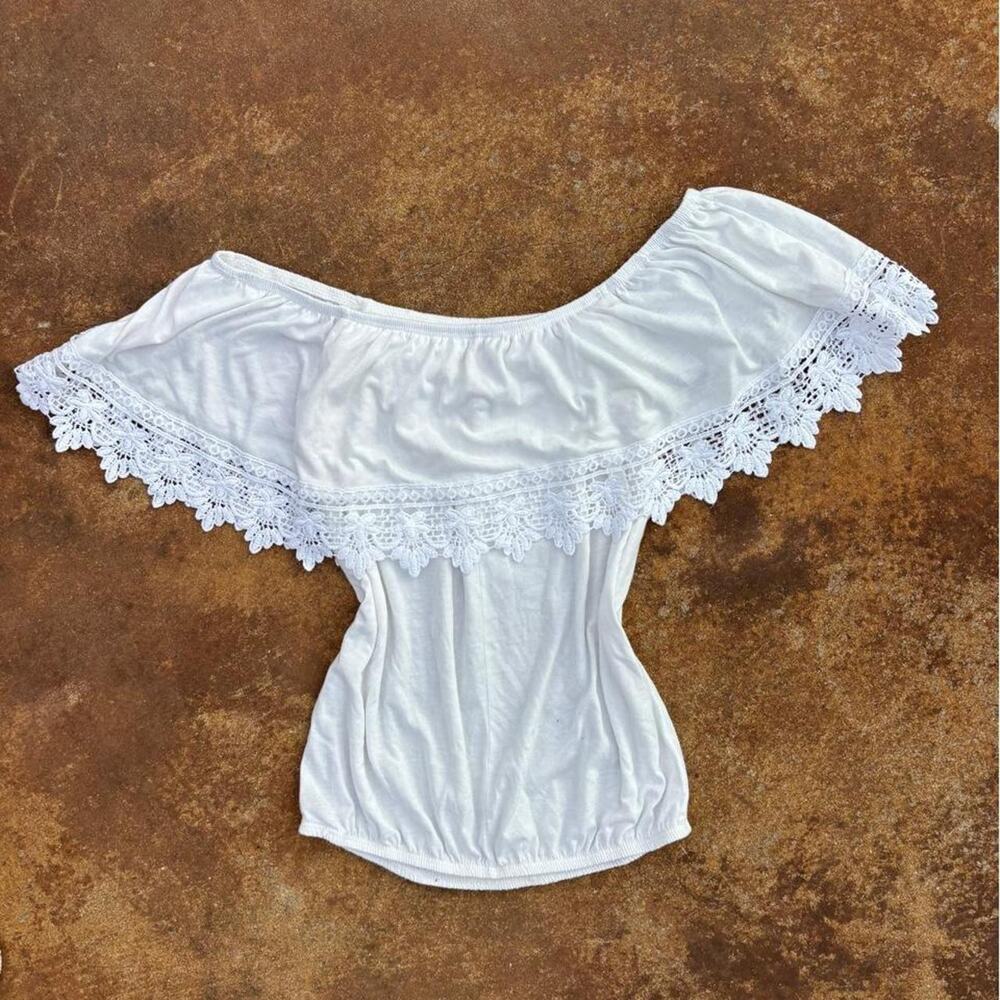 White lace off the shoulder top
